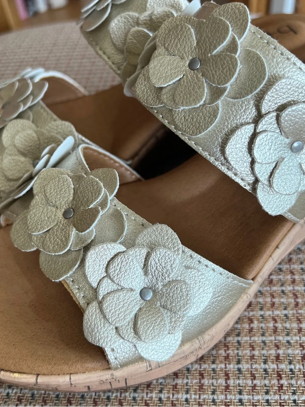 b.o.c. Two-Band Floral Wedge Sandals - Sz 7